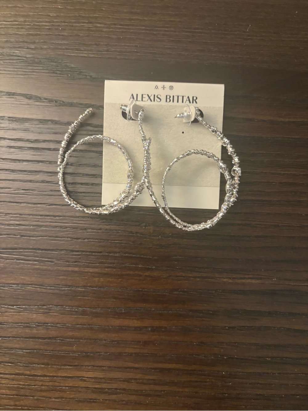 NEW Alexis Bittar Silver Twisted Hoop Earrings